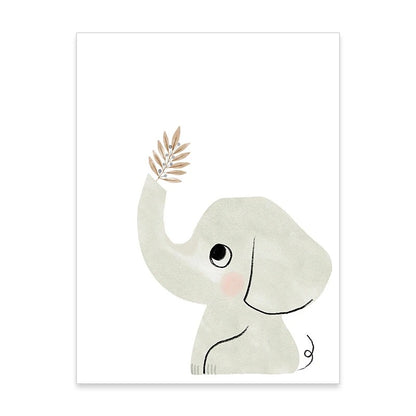 Affiches ours, paresseux, girafe, éléphant
