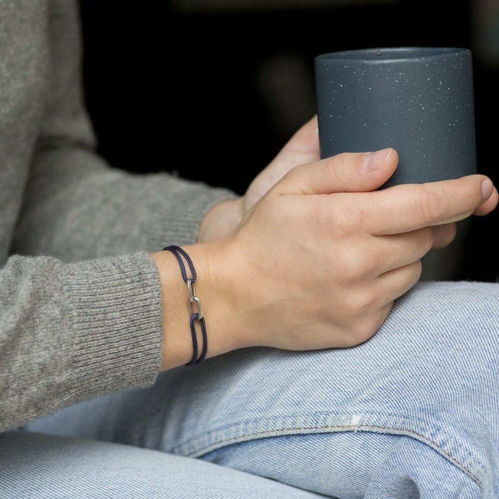 Bracelet maillon - Argenté - Bleu marine