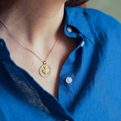 Collier coeur gravé