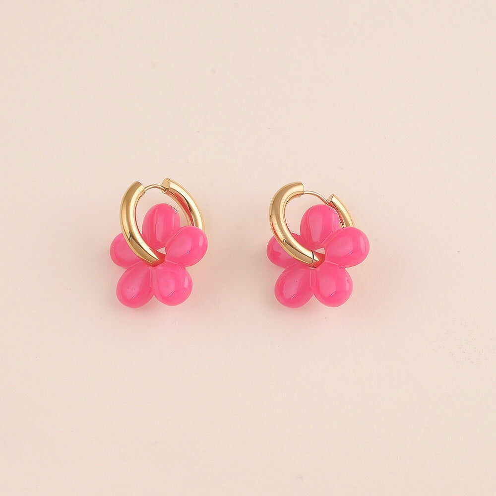 Boucles d'oreilles créoles en résine - différents coloris