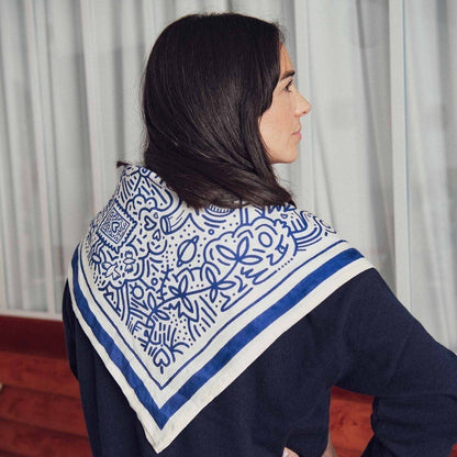 Foulard illustré en coton