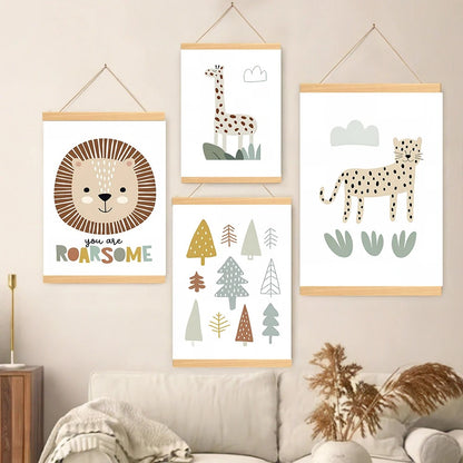 Affiches enfant - Animaux de la savane style scandinave - Mon alpaga