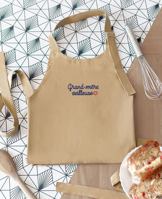 Tablier à poche Grand-mère veilleuse (brodé)