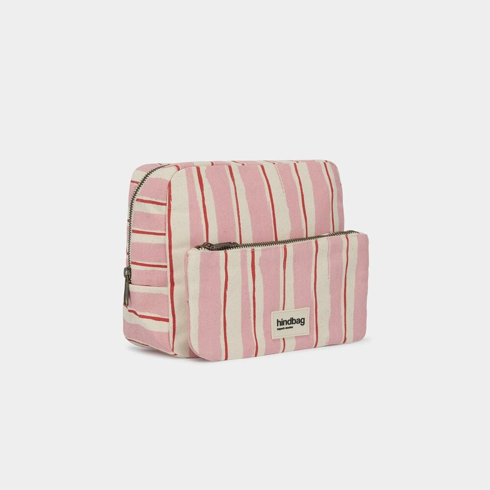 Trousse de toilette XL Alix Rayures Rose et Rouge