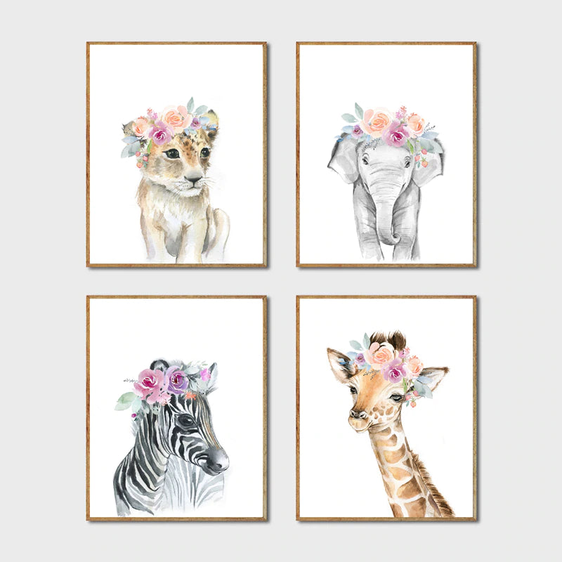 Affiches animaux couronnes de fleurs - Mon alpaga