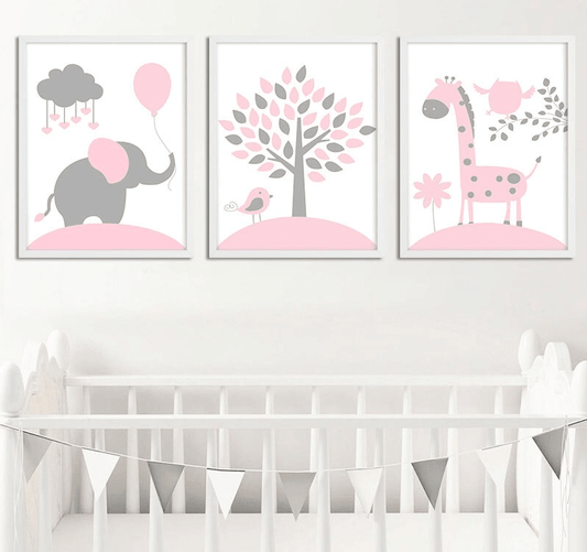 Affiches éléphant, oiseau et girafe - Mon alpaga
