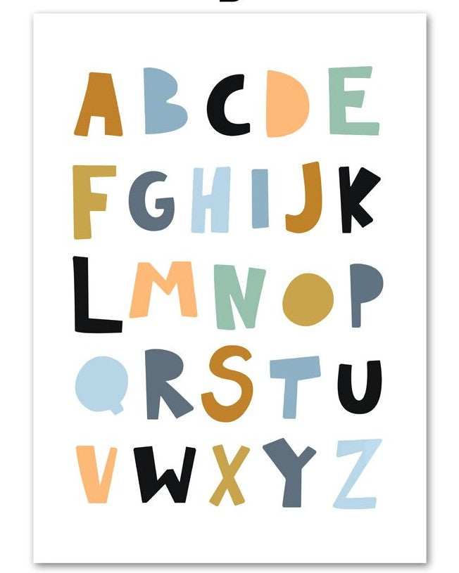 Affiche alphabet, arc en ciel, perroquet - Mon alpaga