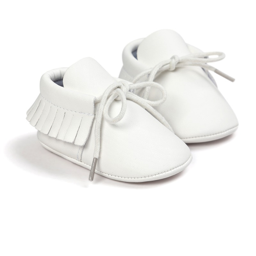 Chaussons à franges bébé blanc - Mon alpaga