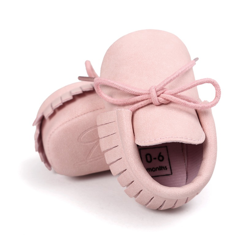 Chaussons à franges bébé rose - Mon alpaga