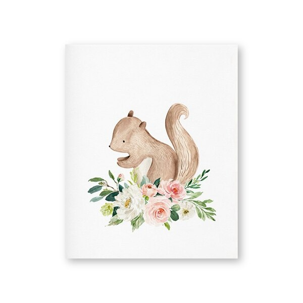Affiche animaux fleurs roses et blanches - Mon alpaga