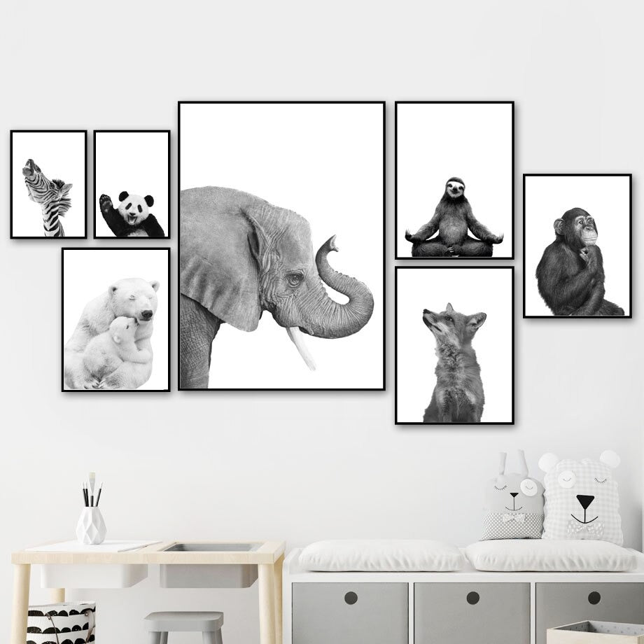 Affiches animaux rigolos noir et blanc - Mon alpaga