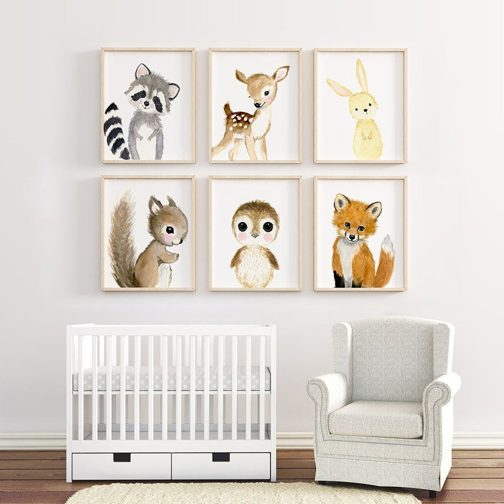 Affiche animaux de la forêt bébé et enfant
